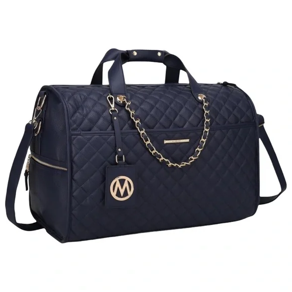 MKF COLLECTION • Navy Blue Lexie Duffle Weekender Carryon Luggage Carryall Bag
